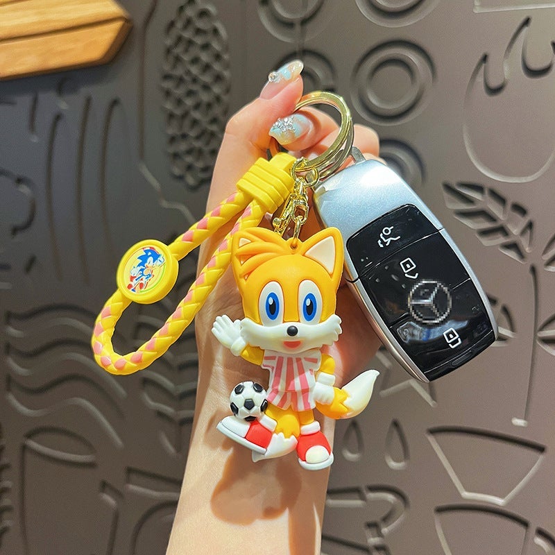 Crazy Sonic Keychain - Cute Cartoon Soccer Figure Keyring for Couples Bag Pendant Gift - Image 4