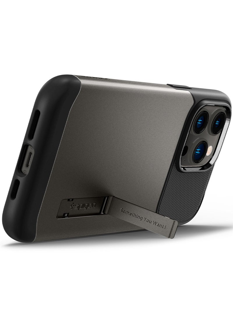 Spigen Slim Armor iPhone 14 Pro Case Cover with Kickstand - Gunmetal - Image 2