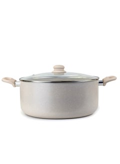 Wilson Oak Casserole with Lid and Marble Coating, Soft Touch Handle Stew Pot Suitable for Gas Electric Induction and Ceramic Stove Dutch Oven - 32cm – Cream  - Image 1