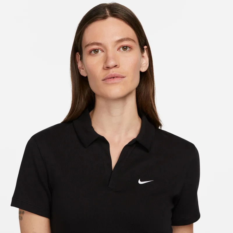 Nike Black Women's Sportswear Essential Polo Shirt for Women | Best Price UAE