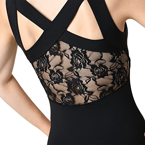 Danz N Motion Girl’s Lace Back Black Leotard 2403c (Size: 6x-7) - Image 2