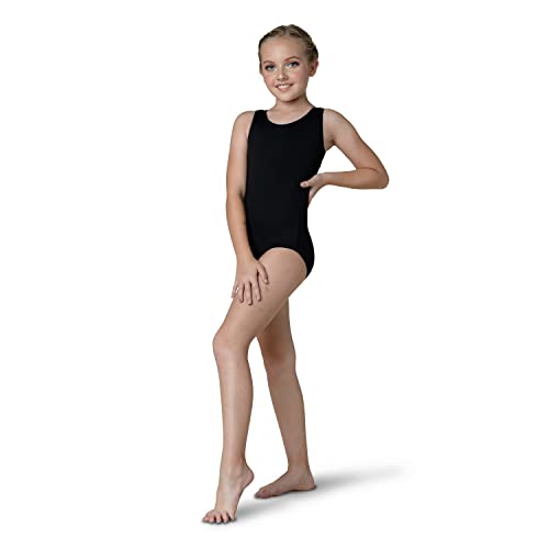 Danz N Motion Girl’s Lace Back Black Leotard 2403c (Size: 6x-7) - Image 1