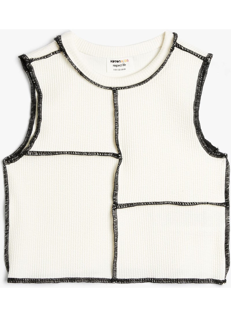 KOTON - Crop Undershirt with Stitching Detail Sleeveless - Image 1