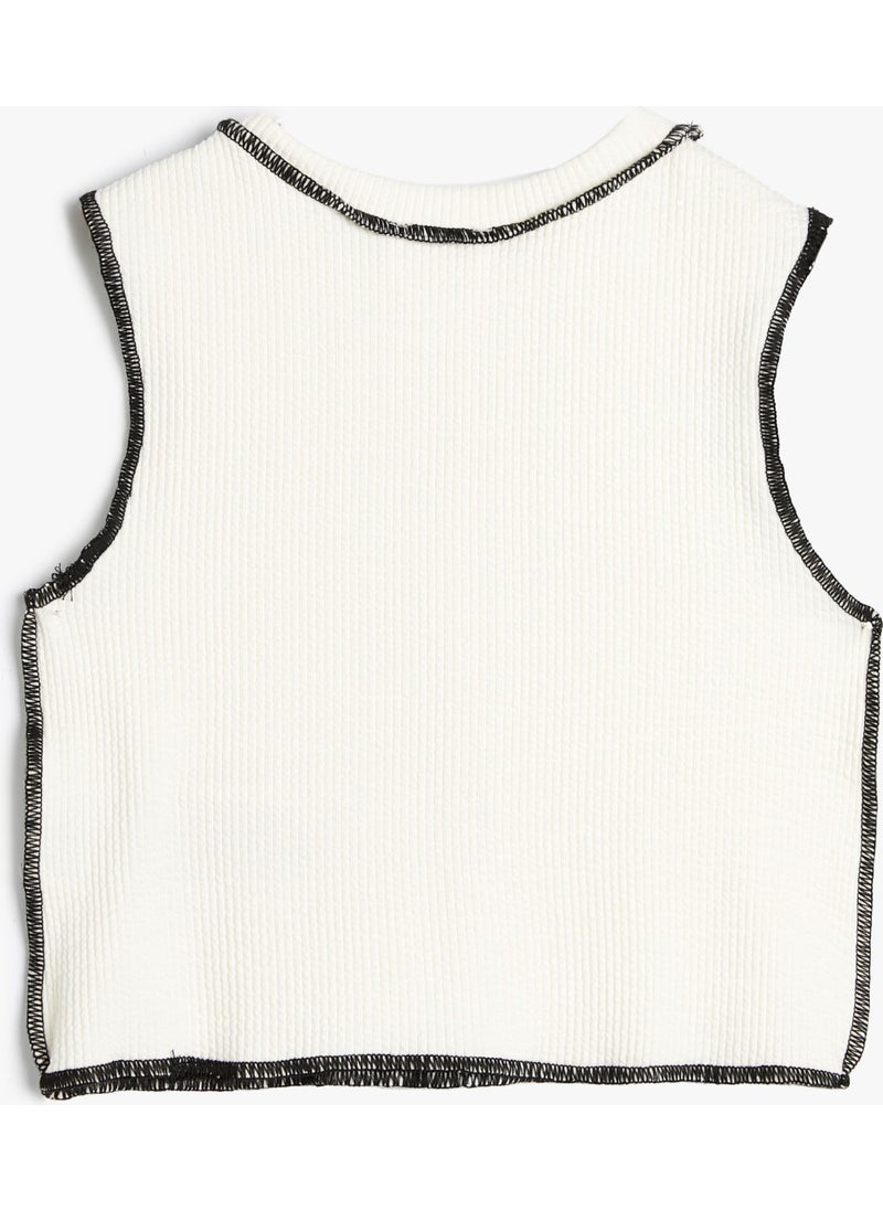 KOTON - Crop Undershirt with Stitching Detail Sleeveless - Image 1