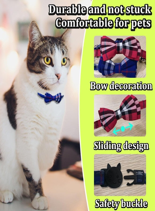 Andiker Cat Collar with Bell, 2PCS Footprint & Reflective Cat Collar with Bell and Breakaway Safety Buckle, 8-13 Inch Adjustable1 Nylon Collar Perfect for Cats in Random Color (Checkered Pattern) - Image 3