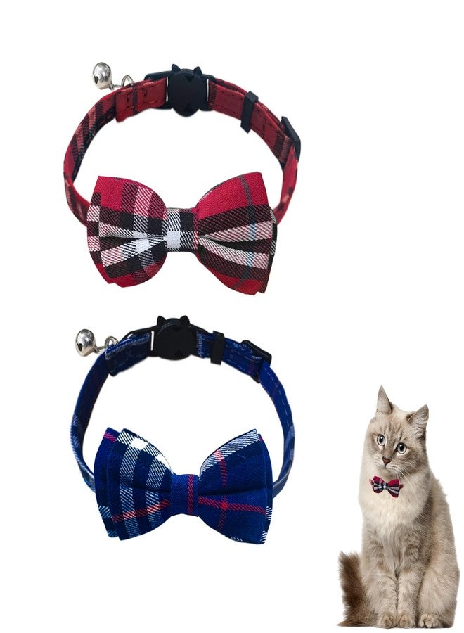 Andiker Cat Collar with Bell, 2PCS Footprint & Reflective Cat Collar with Bell and Breakaway Safety Buckle, 8-13 Inch Adjustable1 Nylon Collar Perfect for Cats in Random Color (Checkered Pattern) - Image 1