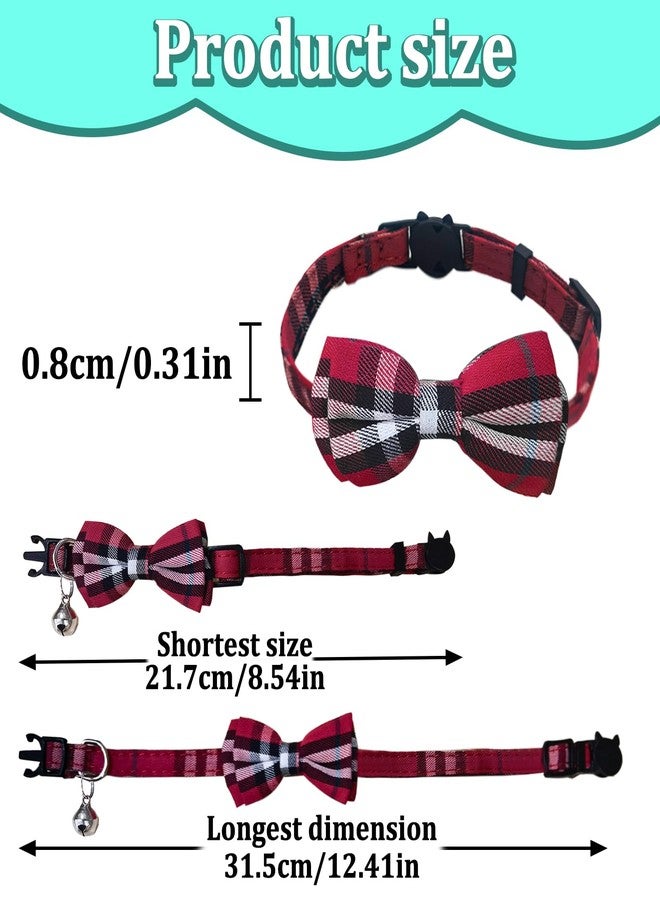 Andiker Cat Collar with Bell, 2PCS Footprint & Reflective Cat Collar with Bell and Breakaway Safety Buckle, 8-13 Inch Adjustable1 Nylon Collar Perfect for Cats in Random Color (Checkered Pattern) - Image 2