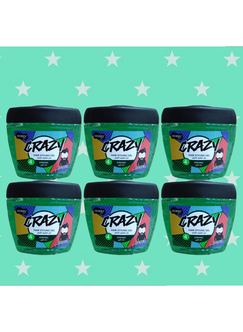 هوبي 6 قطع جل تصفيف الشعر كريزي ترطيب فوري اخضر  عبوة اقتصادية صناعة تركية 700 مل