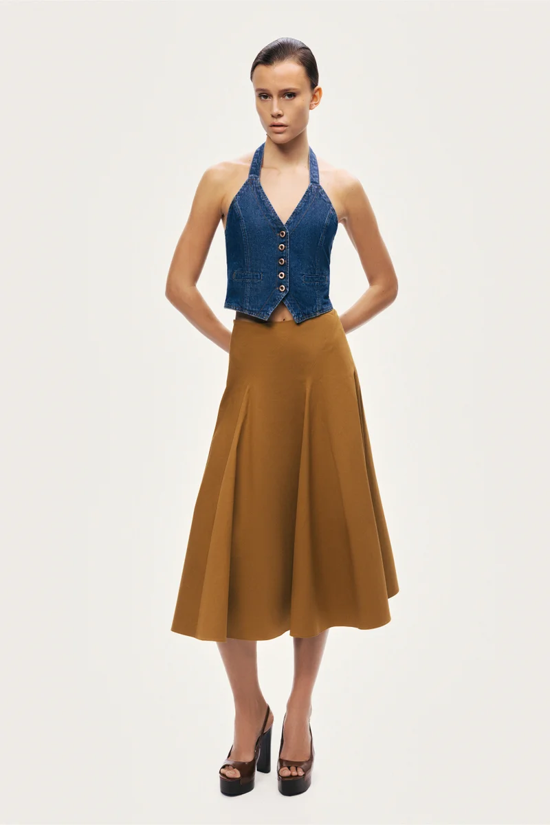 Nocturne Halter Neck Denim Vest