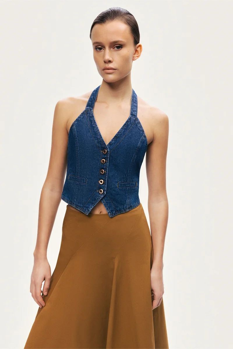 نوكتورن Halter Neck Denim Vest