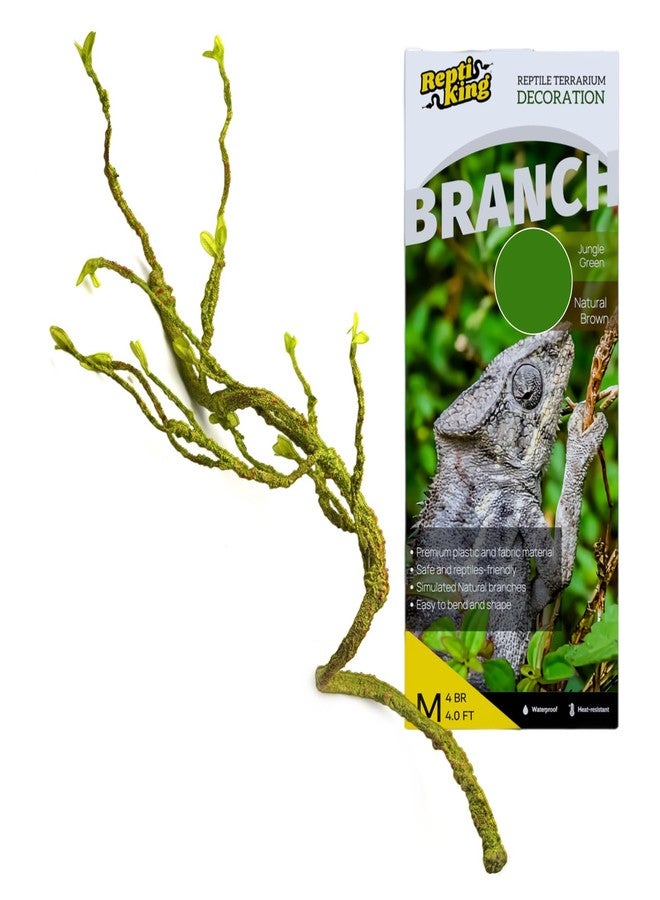 ReptiKing Reptile Terrarium Decor Branch, 45'' Climbing Fake Plants for Reptile Enclosure, Ideal for Chameleon Bearded Dragon Lizard Gecko Tank Accessories - Image 1