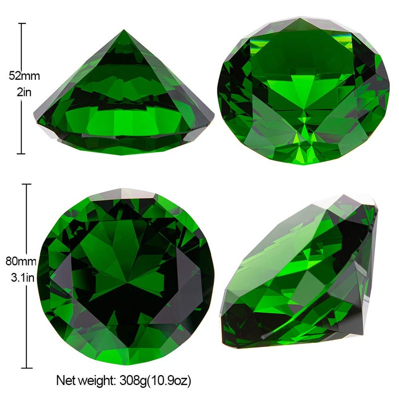 LONGWIN 80mm(3.1 inch) Crystal Diamond Paperweight Jewels Wedding Decoration Centerpieces Home Decor (Green) - Image 4
