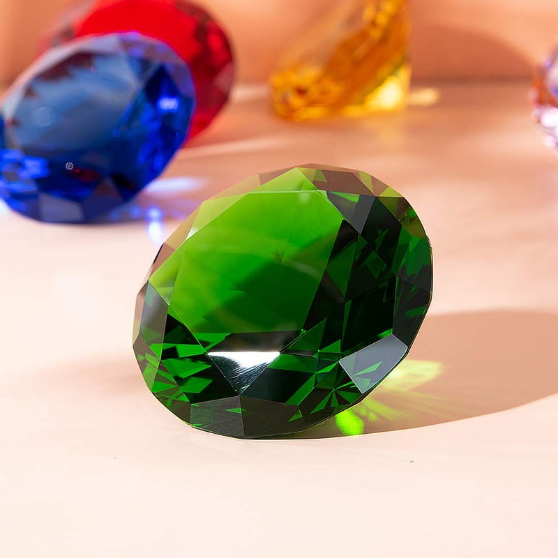 LONGWIN 80mm(3.1 inch) Crystal Diamond Paperweight Jewels Wedding Decoration Centerpieces Home Decor (Green) - Image 2