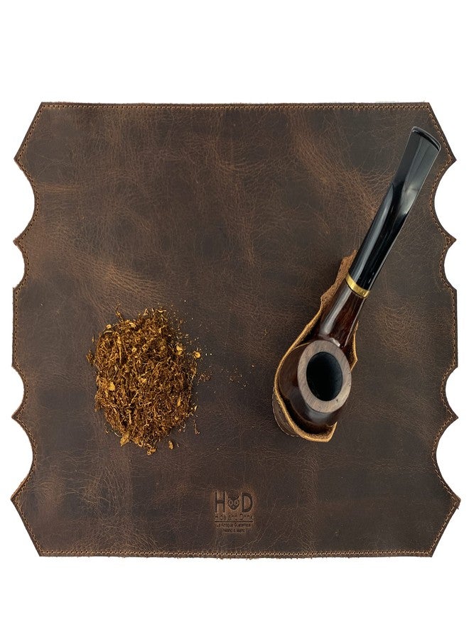 Hide & Drink, Pipe Mat (Pipe & Stand not Included), Protector for Desk, Home Decor, Smoking Accessories, Full Grain Leather, Handmade, Bourbon Brown - Image 1