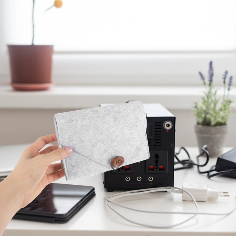 Portable Travel Electronics Organizer Pouch For Cables Chargers Earphones Light Grey - Image 3
