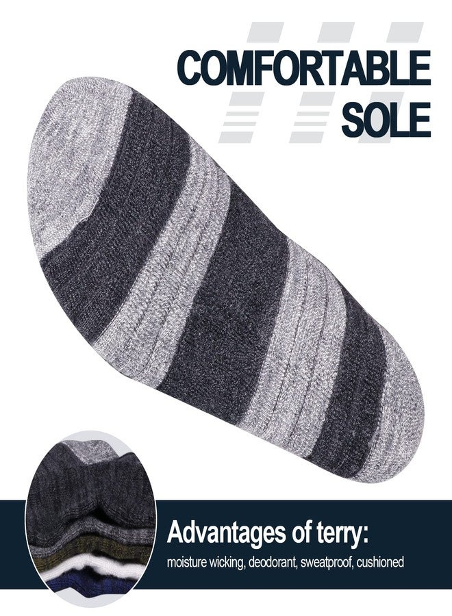 YUEDGE Mens Socks Moisture Wicking Anti-Odor Work Socks Padded Cotton Casual Hiking Athletic Cushioned Crew Socks For Men Size 9-11, Multicolor, 5 Pairs - Image 5