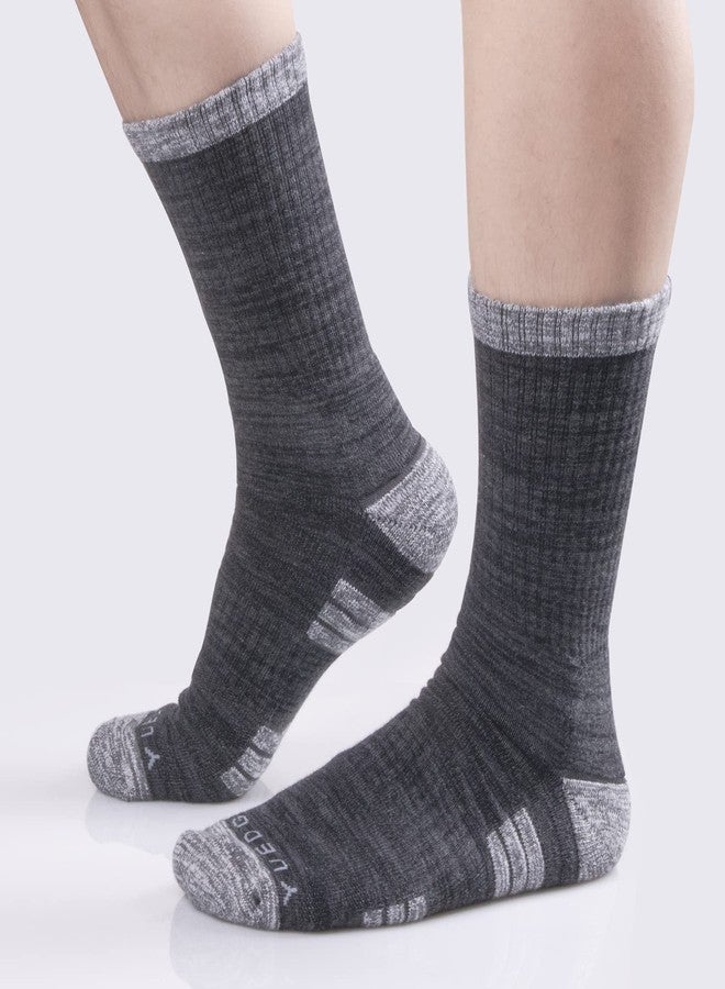YUEDGE Mens Socks Moisture Wicking Anti-Odor Work Socks Padded Cotton Casual Hiking Athletic Cushioned Crew Socks For Men Size 9-11, Multicolor, 5 Pairs - Image 4