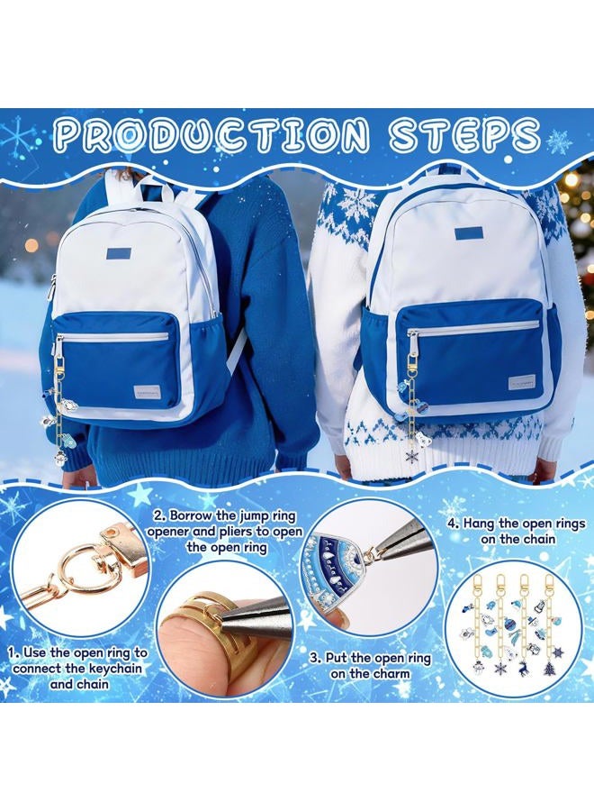 Augsun 189 Pcs Christmas Winter Keychain Making Kit, Charm Jewelry Chain 60 Charms 12 Keychain Clips Hooks 15 Extender Chains 100 Jump Ring and Jewelry Plier for DIY Crafts Accessories Holiday Gifts - Image 3