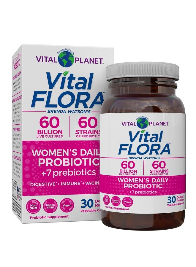 Vital Planet - Vital Flora Women’s Daily Probiotic 60 Billion CFU, 60 Diverse Strains, 7 Organic Prebiotics, Vaginal and Immune Support, Bloating, Digestive Health Probiotics for Women 30 Capsules - Image 1