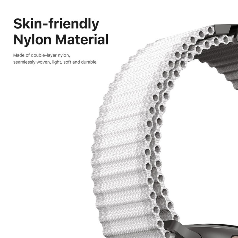 erorex For Apple Watch Se 44Mm Yc Series Ocean Nylon Watch Band(White) - Image 4