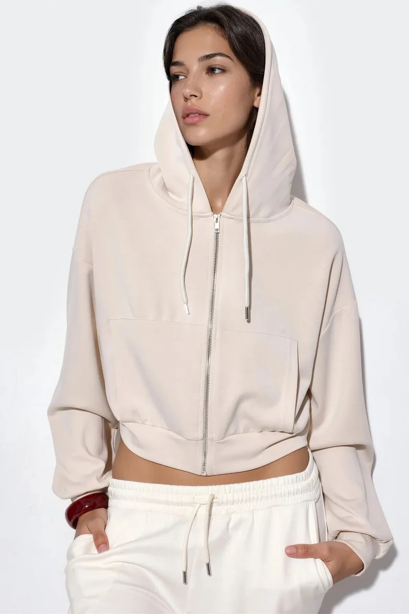 BUSEM Women's Cropped Zip Hoodie
