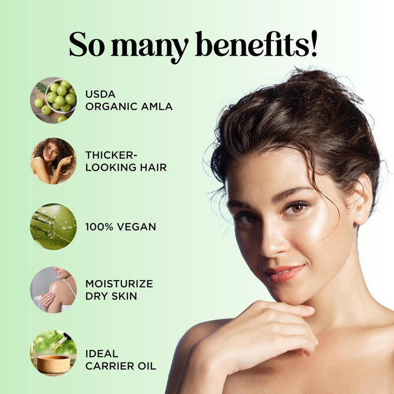 Maple Holistics Organic Amla Oil for Hair - 100% Pure Amla Hair Oil for Volume Shine & Hydration - Cold-Pressed Extra Virgin Unrefined Non-GMO & USDA Organic for Nourishing Moisturizing Scalp Care (4 Fl Oz) - Image 3
