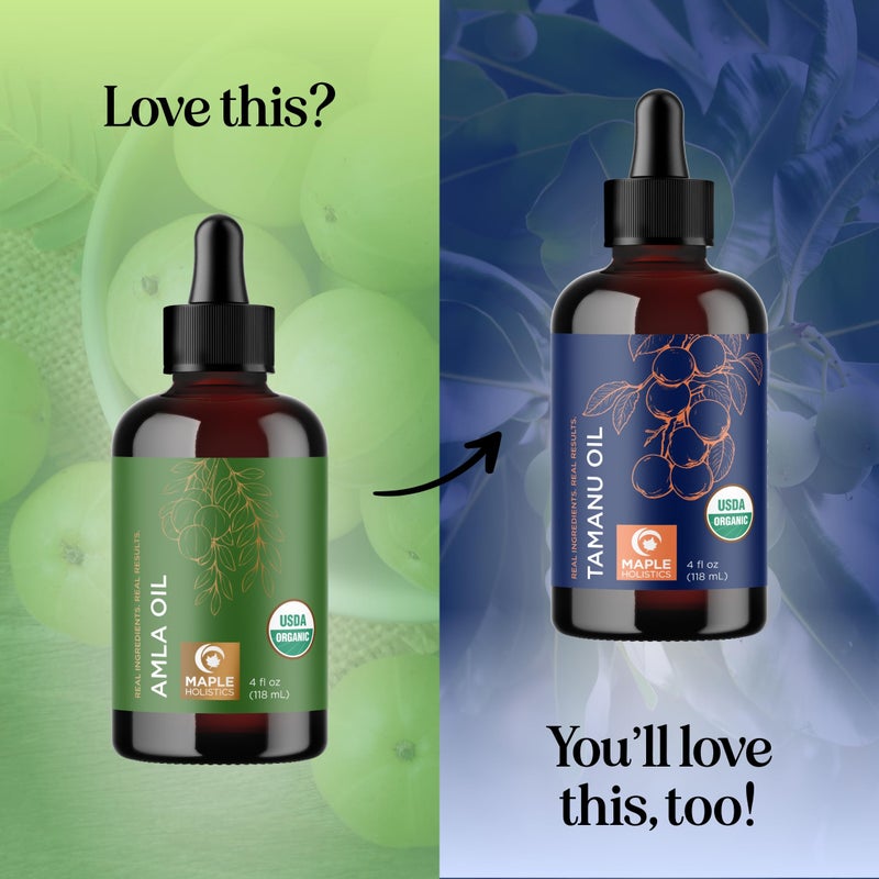 Maple Holistics Organic Amla Oil for Hair - 100% Pure Amla Hair Oil for Volume Shine & Hydration - Cold-Pressed Extra Virgin Unrefined Non-GMO & USDA Organic for Nourishing Moisturizing Scalp Care (4 Fl Oz) - Image 5