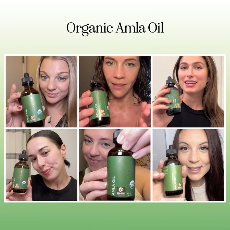 Maple Holistics Organic Amla Oil for Hair - 100% Pure Amla Hair Oil for Volume Shine & Hydration - Cold-Pressed Extra Virgin Unrefined Non-GMO & USDA Organic for Nourishing Moisturizing Scalp Care (4 Fl Oz) - Image 4