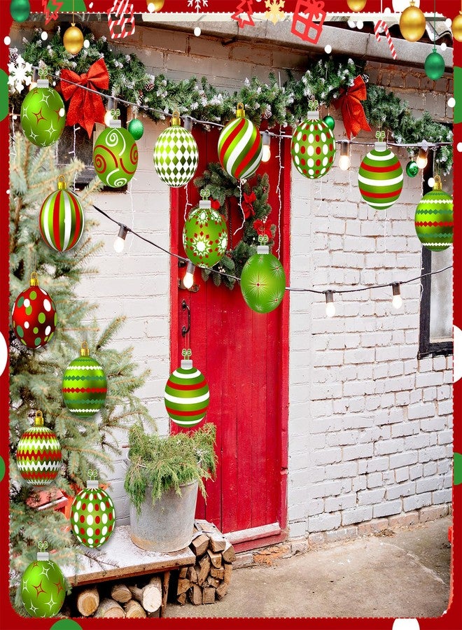 Soaoo 36 Pcs Outdoor Christmas Ornaments Christmas Ball Shape Ornaments Red and Green Double Sided Xmas Hanging Decor Plastic Yard Decorations for Xmas Holiday Office Home Yard Porch - Image 3