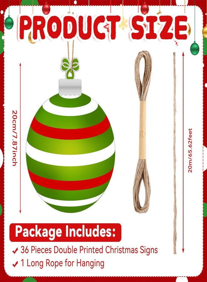 Soaoo 36 Pcs Outdoor Christmas Ornaments Christmas Ball Shape Ornaments Red and Green Double Sided Xmas Hanging Decor Plastic Yard Decorations for Xmas Holiday Office Home Yard Porch - Image 2