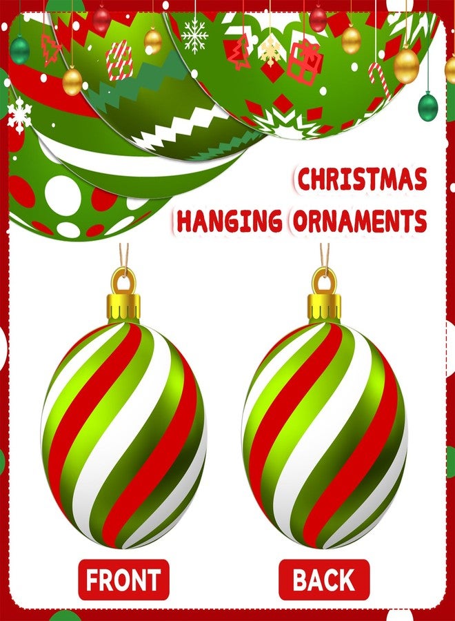 Soaoo 36 Pcs Outdoor Christmas Ornaments Christmas Ball Shape Ornaments Red and Green Double Sided Xmas Hanging Decor Plastic Yard Decorations for Xmas Holiday Office Home Yard Porch - Image 4
