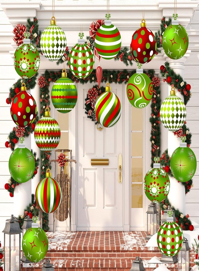 Soaoo 36 Pcs Outdoor Christmas Ornaments Christmas Ball Shape Ornaments Red and Green Double Sided Xmas Hanging Decor Plastic Yard Decorations for Xmas Holiday Office Home Yard Porch - Image 1