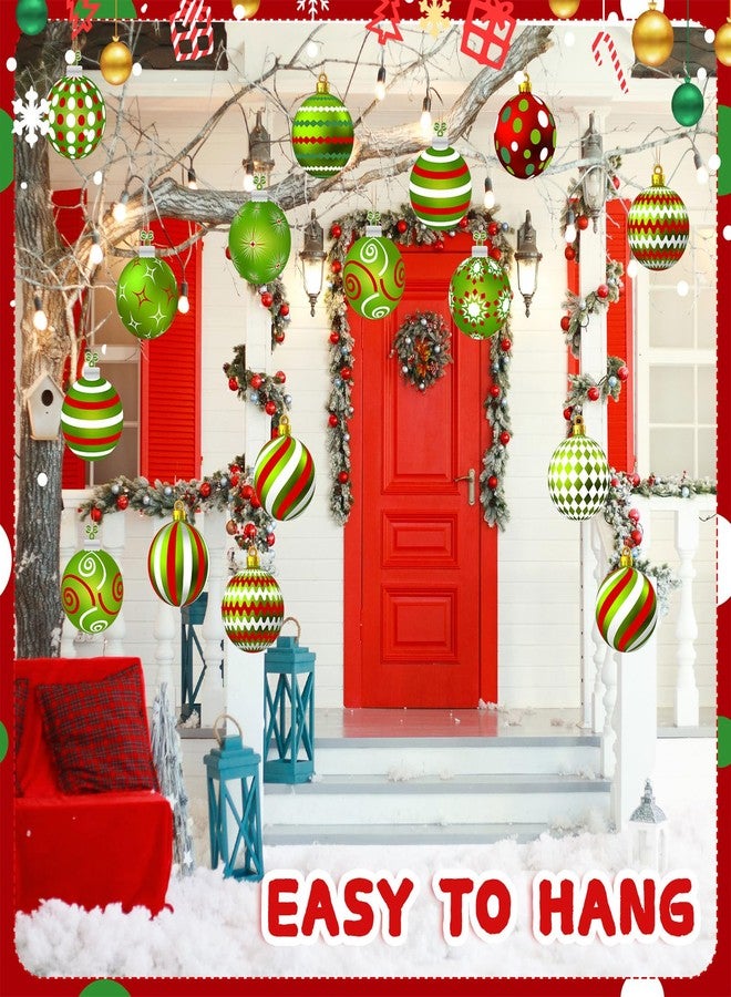 Soaoo 36 Pcs Outdoor Christmas Ornaments Christmas Ball Shape Ornaments Red and Green Double Sided Xmas Hanging Decor Plastic Yard Decorations for Xmas Holiday Office Home Yard Porch - Image 5