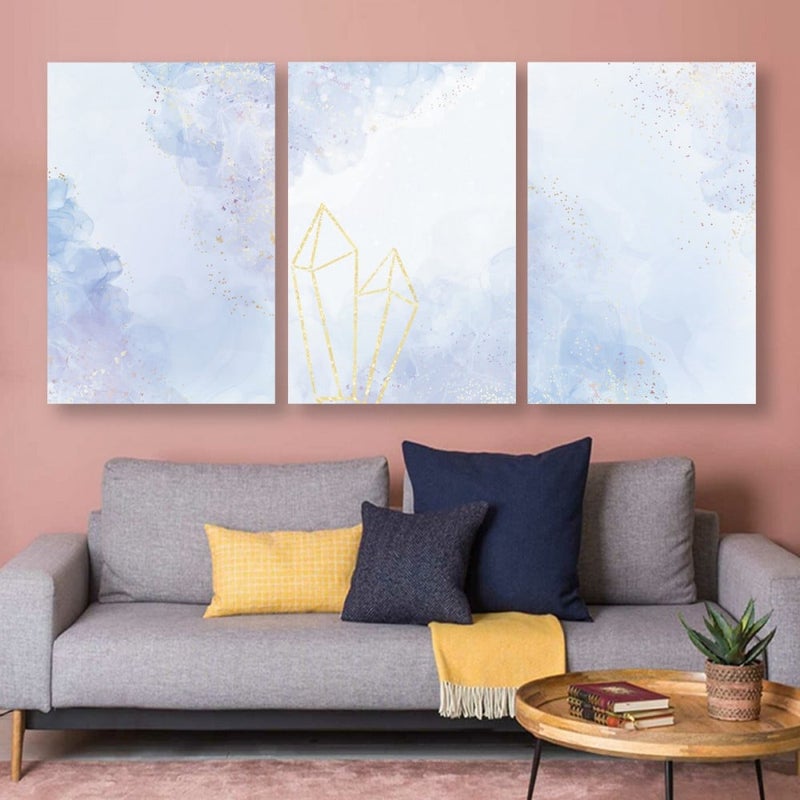 Marktna Three modern-designed canvas panels with a hollow frame, measuring (90×40), three pieces - Image 1
