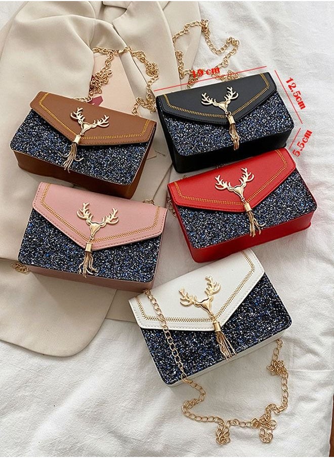 ZCM-HAPPY - Fashion Women's Small Square Bag Sequin Shoulder Bag Messenger Women's Bag - Image 1
