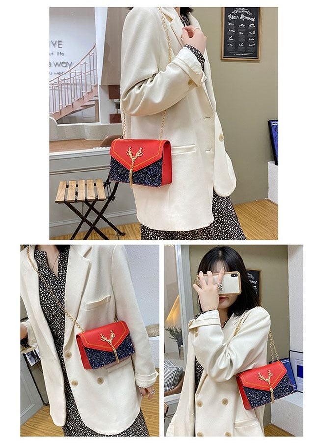 ZCM-HAPPY - Fashion Women's Small Square Bag Sequin Shoulder Bag Messenger Women's Bag - Image 1