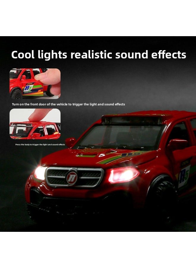 null - 1:32 Ben 6*6 Off-road Vehicle 6-wheel Pickup Alloy Acousto-optic Force Simulation Car Model Children's Toy Car-Color:Yellow Bulk - Image 1