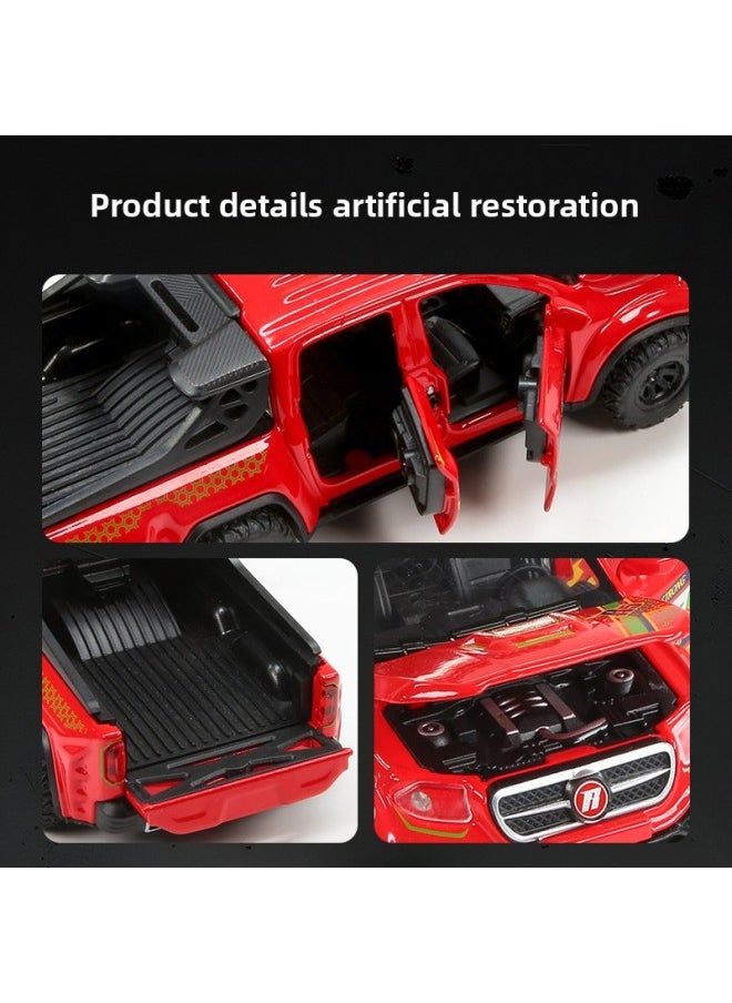 null - 1:32 Ben 6*6 Off-road Vehicle 6-wheel Pickup Alloy Acousto-optic Force Simulation Car Model Children's Toy Car-Color:Yellow Bulk - Image 1