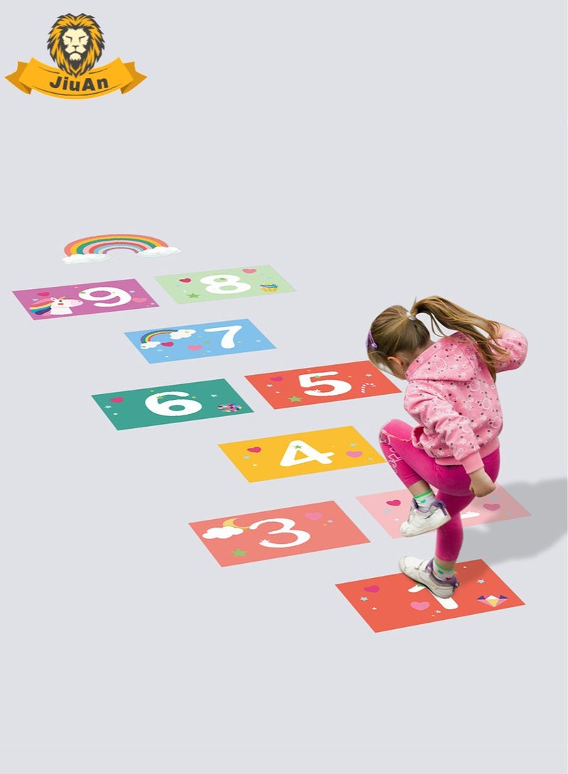 JiuAn 10 Number Footprint Floor Sticker Puzzle Games Number Hopscotch Sticker Floor Decals Lattice Floor Sticker For Kids - Image 1