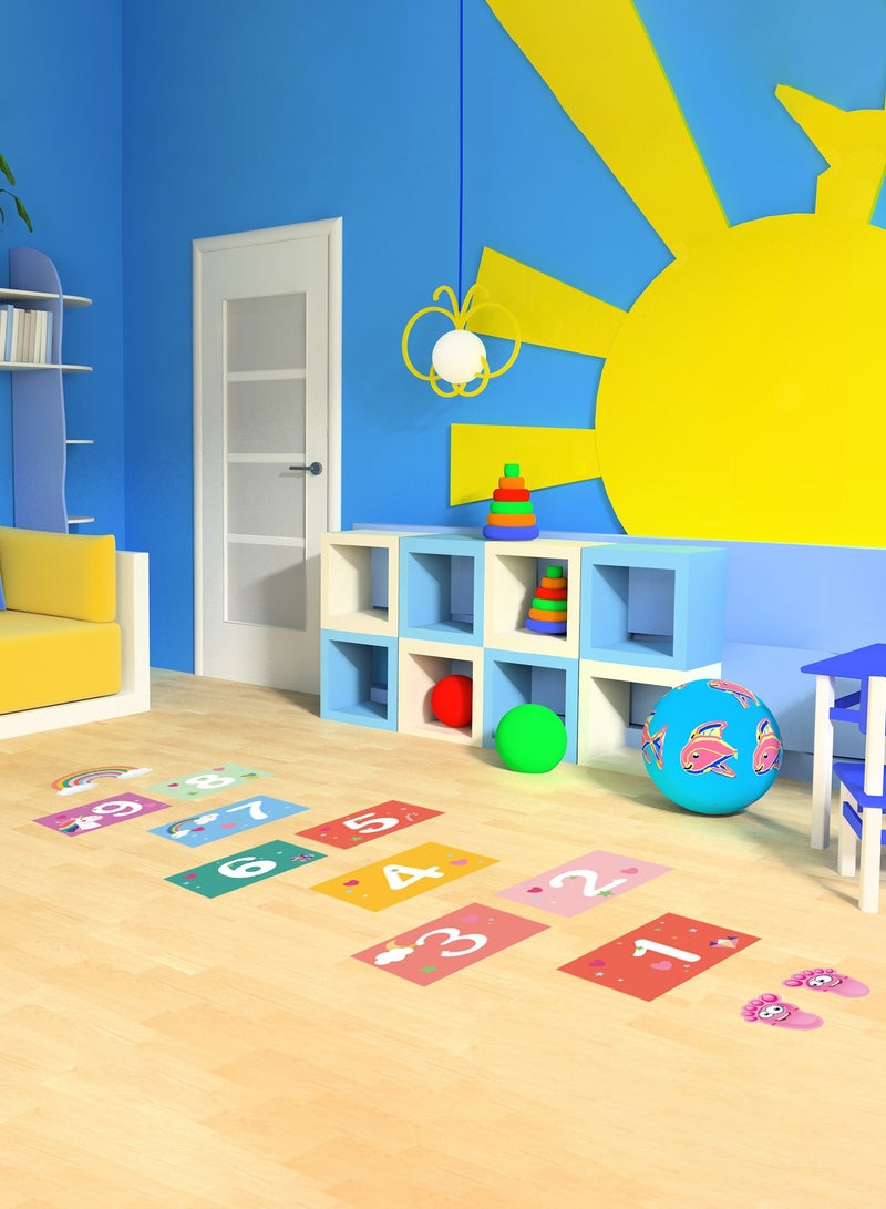 JiuAn 10 Number Footprint Floor Sticker Puzzle Games Number Hopscotch Sticker Floor Decals Lattice Floor Sticker For Kids - Image 4