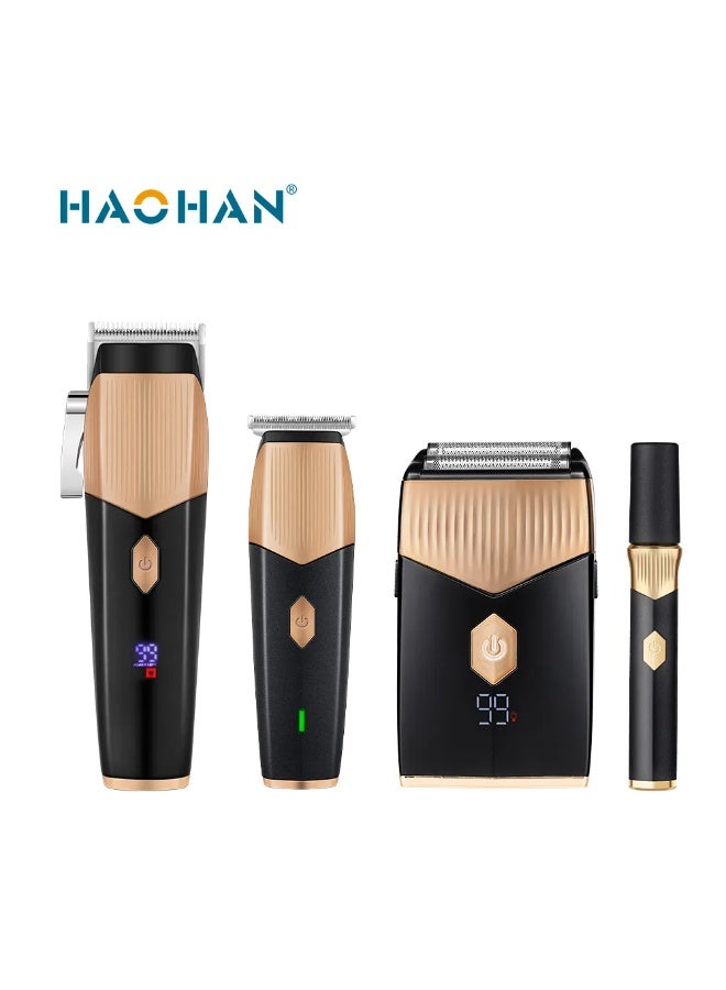 HAOHAN Professional 4-in-1 Grooming Kit – Clipper, Trimmer, Shaver & Nose Trimmer with Carbon Steel Blades & Charging Indicator - Image 4