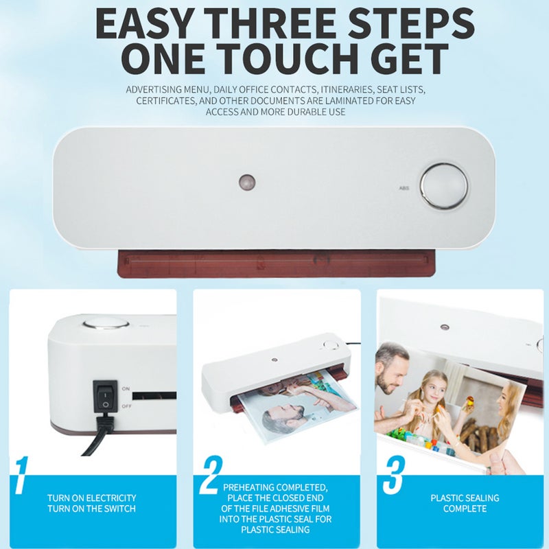 Desktop Laminator Machine Set 6in1 A4 Multifunctional Hot & Cold Lamination with Paper Cutter Trimmer Rounder Hole Puncher Binding Hoop 9-Inch Suitable for A4/A5/A6 Laminating Pouches for Home Office School Supplies - Image 3