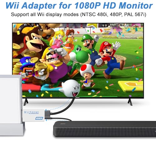 Herfair Wii to HDMI Adapter, 1080P Wii HDMI Adapter, Wii2HDMI Converter for Nintendo Wii/Wii U, Supports All Display Modes with 3.5mm Audio Jack Connector to HDTV Smart TV - Image 3
