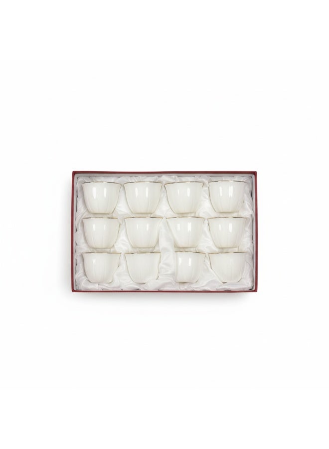 GERMAX Arabic Coffee Cups Set 100 ml- 12 Piece Premium White Porcelain Cawa Cups - Image 1