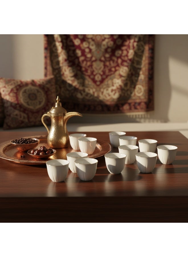GERMAX Arabic Coffee Cups Set 100 ml- 12 Piece Premium White Porcelain Cawa Cups - Image 2