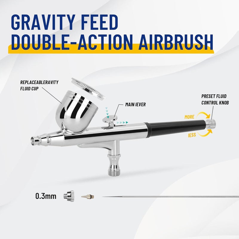 Fengda بخاخ هواء مزدوج العمل بروفيشنال تيمبرتيك BD-130 مع فوهات وإبر 0.3 مم لتزيين الكعك، الرسم، الوشم، فن النماذج، الحرف اليدوية وغيرها - Image 2