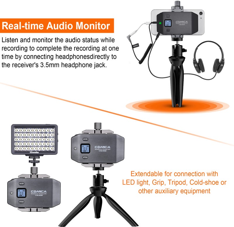 COMICA CVM-WS50 Wireless Handheld Microphone, Professional Handheld Interview Mic for iPhone, Android Phones, Camera, Reporter Mic for Content Creators, Interviews, Reporting, Podcast, Livestream - Image 4