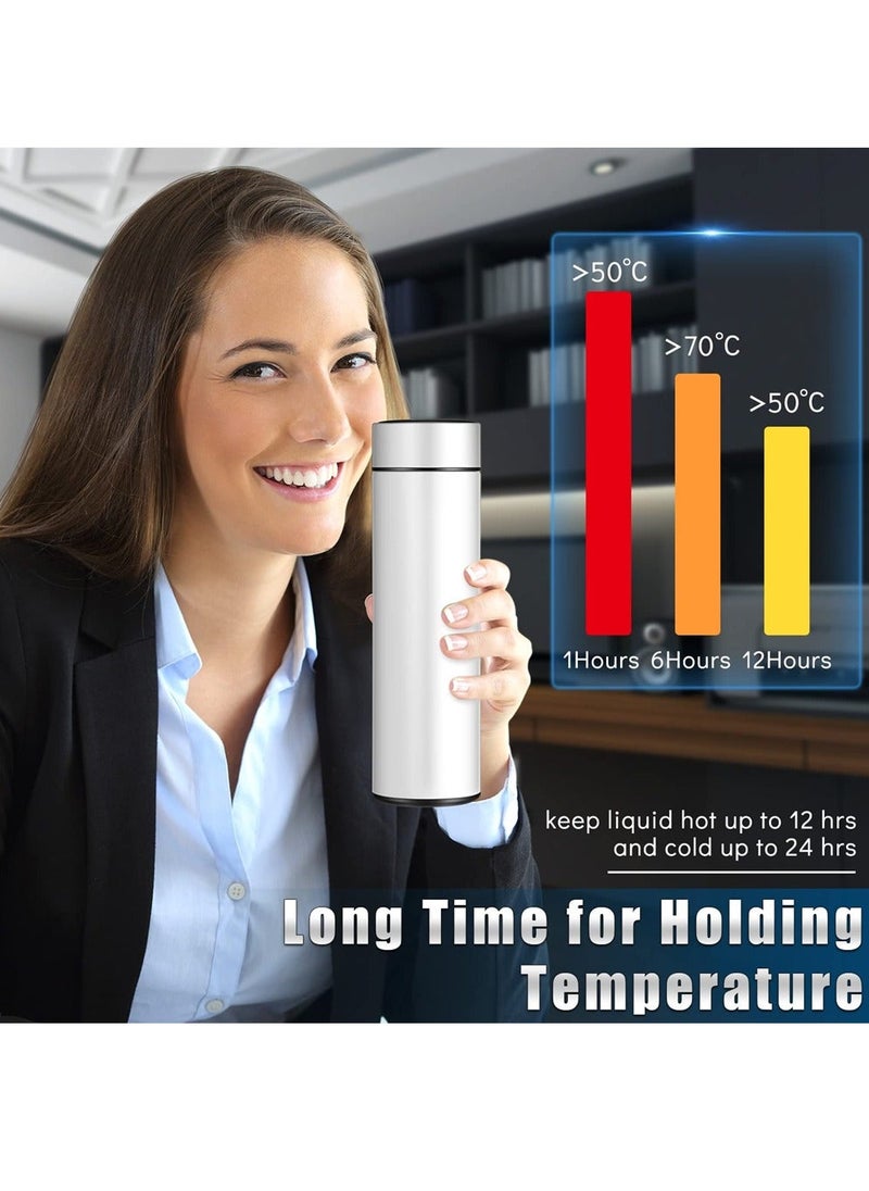 Generic - Smart Water Bottle, Stainless Steel Vacuum Flask with Digital Temperature Display, Leak Proof Travel Mug Car Portable Travel Tea Coffee Vacuum Thermoses Cup for School, Office (Black, White) - Image 1