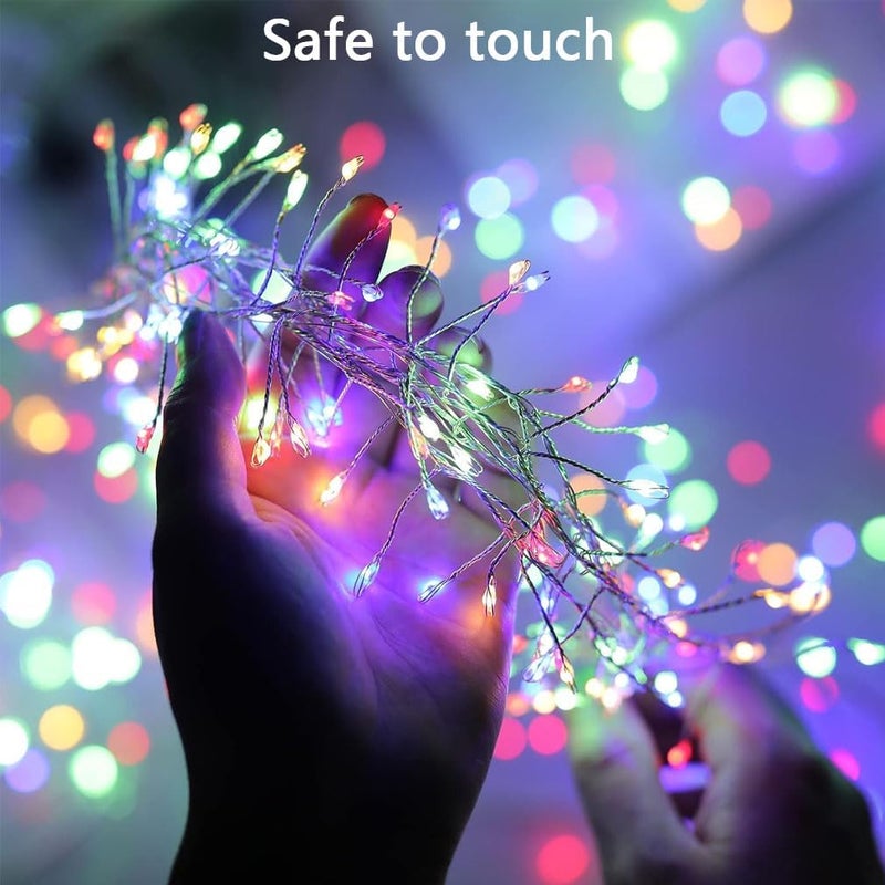 جووديرن أضواء خيطية مفرقعة Goodern، 3 أمتار 100 LED مقاوم للماء سلك نحاسي أضواء خرافية عنقودية تعمل بالبطارية 8 أوضاع ضوء اليراع مع جهاز تحكم عن بعد ضوء عنقودي لديكور هالوين وعيد الميلاد DIY - متعدد الألوان - Image 4