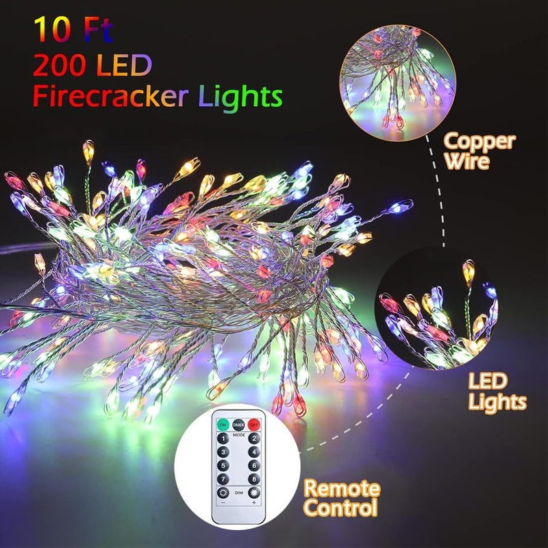 جووديرن أضواء خيطية مفرقعة Goodern، 3 أمتار 100 LED مقاوم للماء سلك نحاسي أضواء خرافية عنقودية تعمل بالبطارية 8 أوضاع ضوء اليراع مع جهاز تحكم عن بعد ضوء عنقودي لديكور هالوين وعيد الميلاد DIY - متعدد الألوان - Image 5